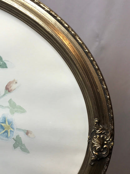 Vintage flora by Bertrand floral picture/oval glass framed picture/wall decor