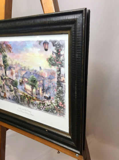 Lady and the Tramp Disney Dreams Collections sketch by Thomas Kinkade glass framed picture/wall decor (t)