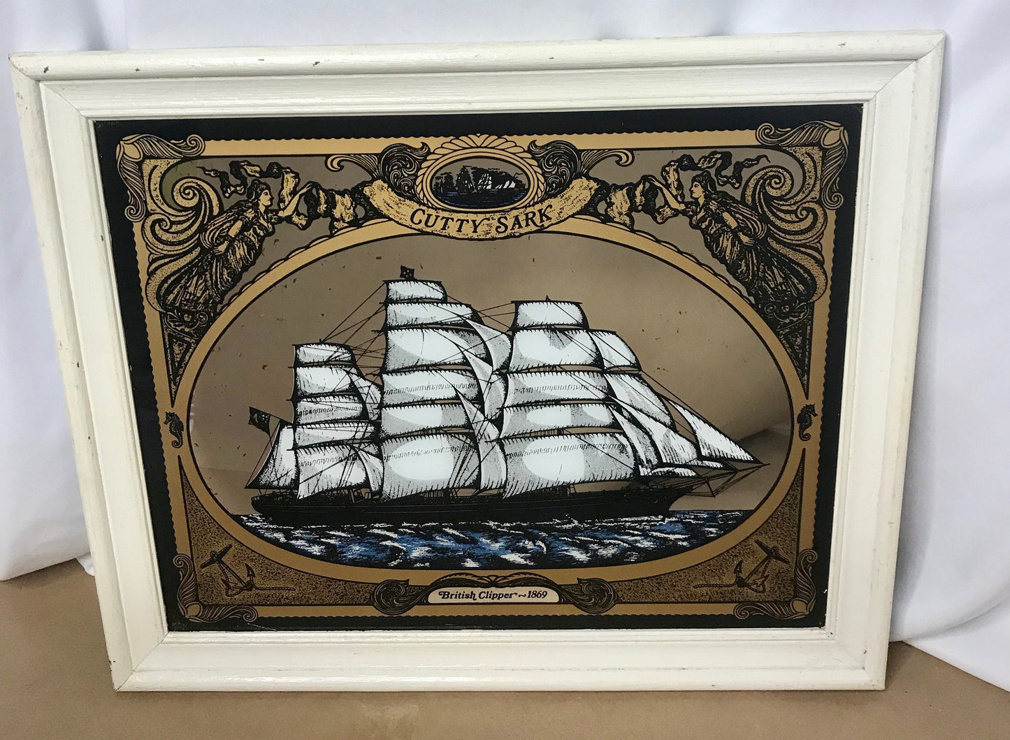 Vintage cutty sark british clipper 1869 framed mirror