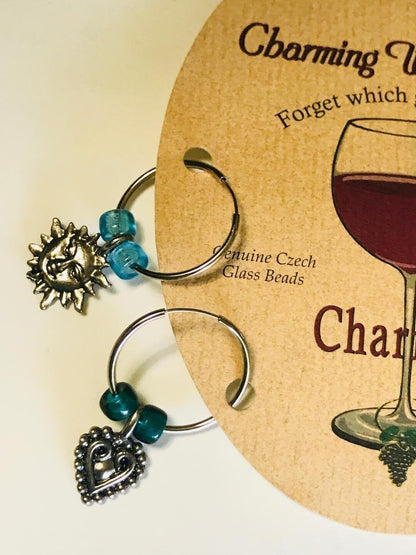 Charm it charming wine finders pewter charm & genuine czech glass beads set/4