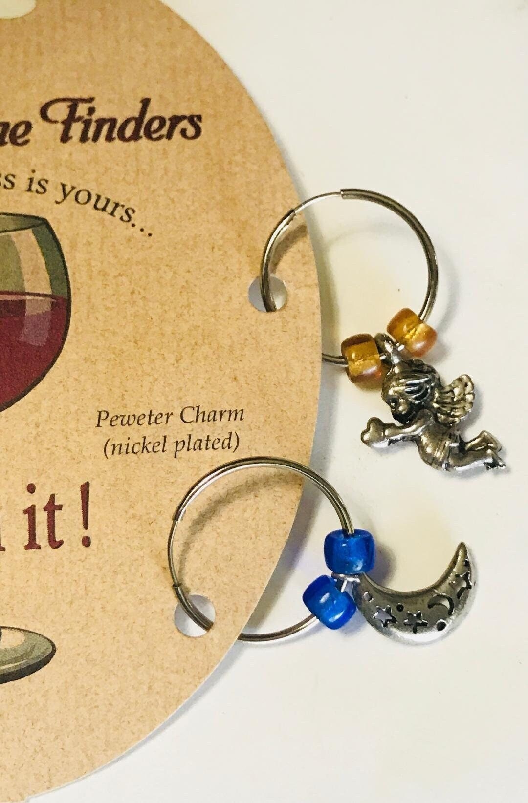 Charm it charming wine finders pewter charm & genuine czech glass beads set/4