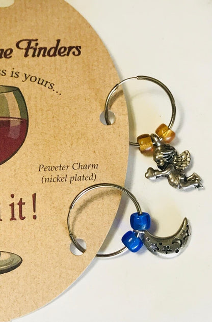 Charm it charming wine finders pewter charm & genuine czech glass beads set/4