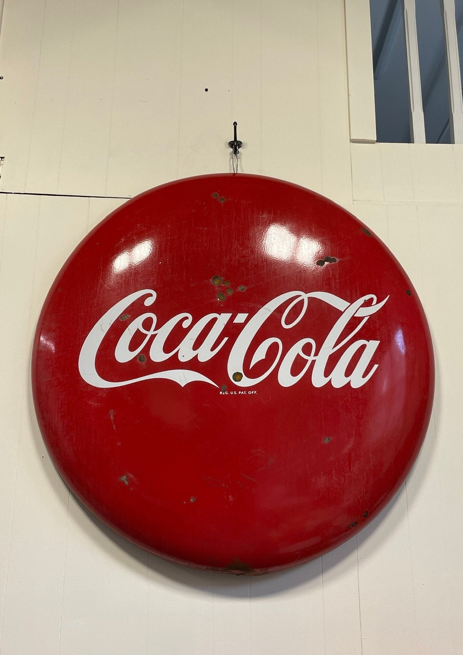 Original 1950's Enamel Coca Cola Button Sign - 4 ft – Terra Americana