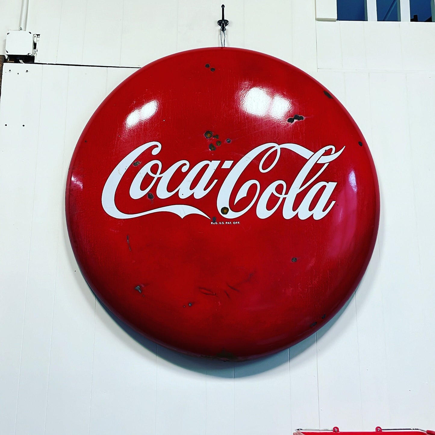 Original 1950's Enamel Coca Cola Button Sign - 4 ft