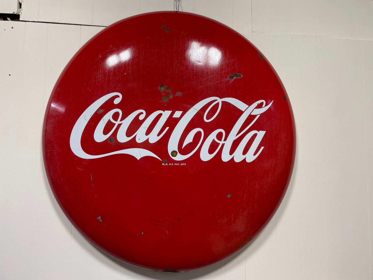 Original 1950's Enamel Coca Cola Button Sign - 4 ft