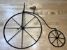 Metal Wire High Wheel Bicycle With Wood Seat, wall/shelf display