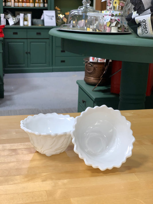 1960's Vintage Indiana Milk Glass Bowls