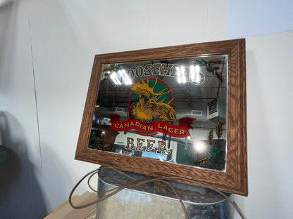 Vintage Moosehead Beer Mirror framed Canadian Lagar Moose Head Bar Art