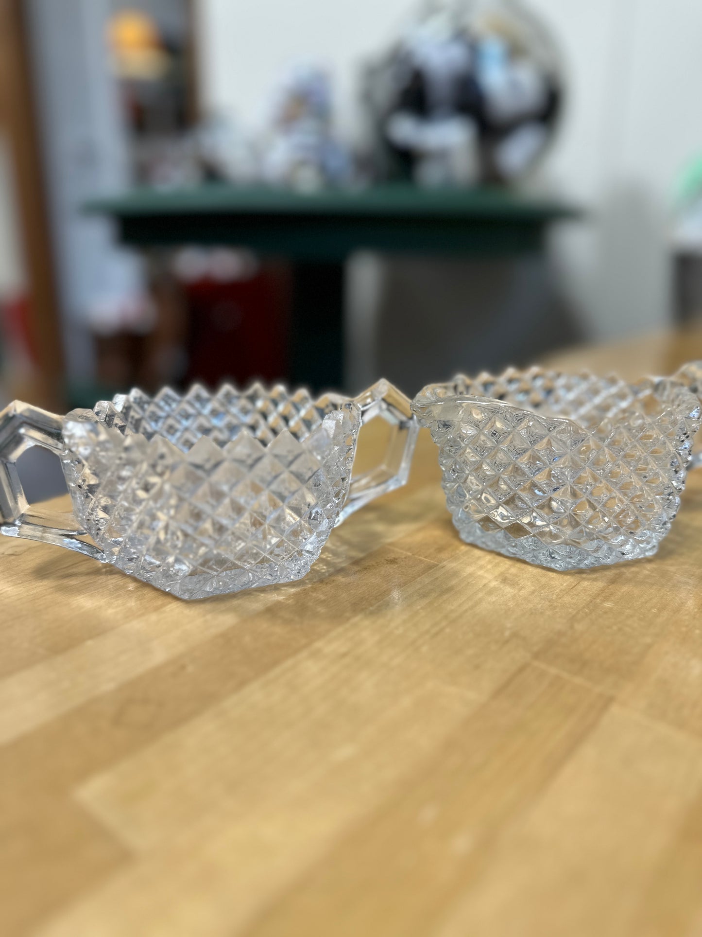 Westmoreland Hobnail clear depression glass sugar and creamer set - hexagon