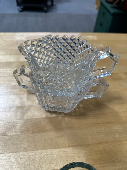 Westmoreland Hobnail clear depression glass sugar and creamer set - hexagon