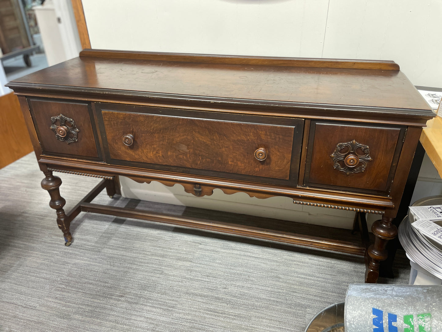 Classic wooden buffet credenza by Meekins Packard Springfield MA